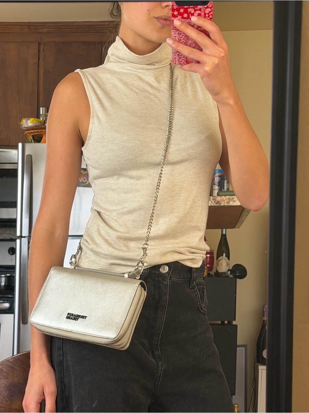 metallic silver Trussardi Jeans crossbody bag